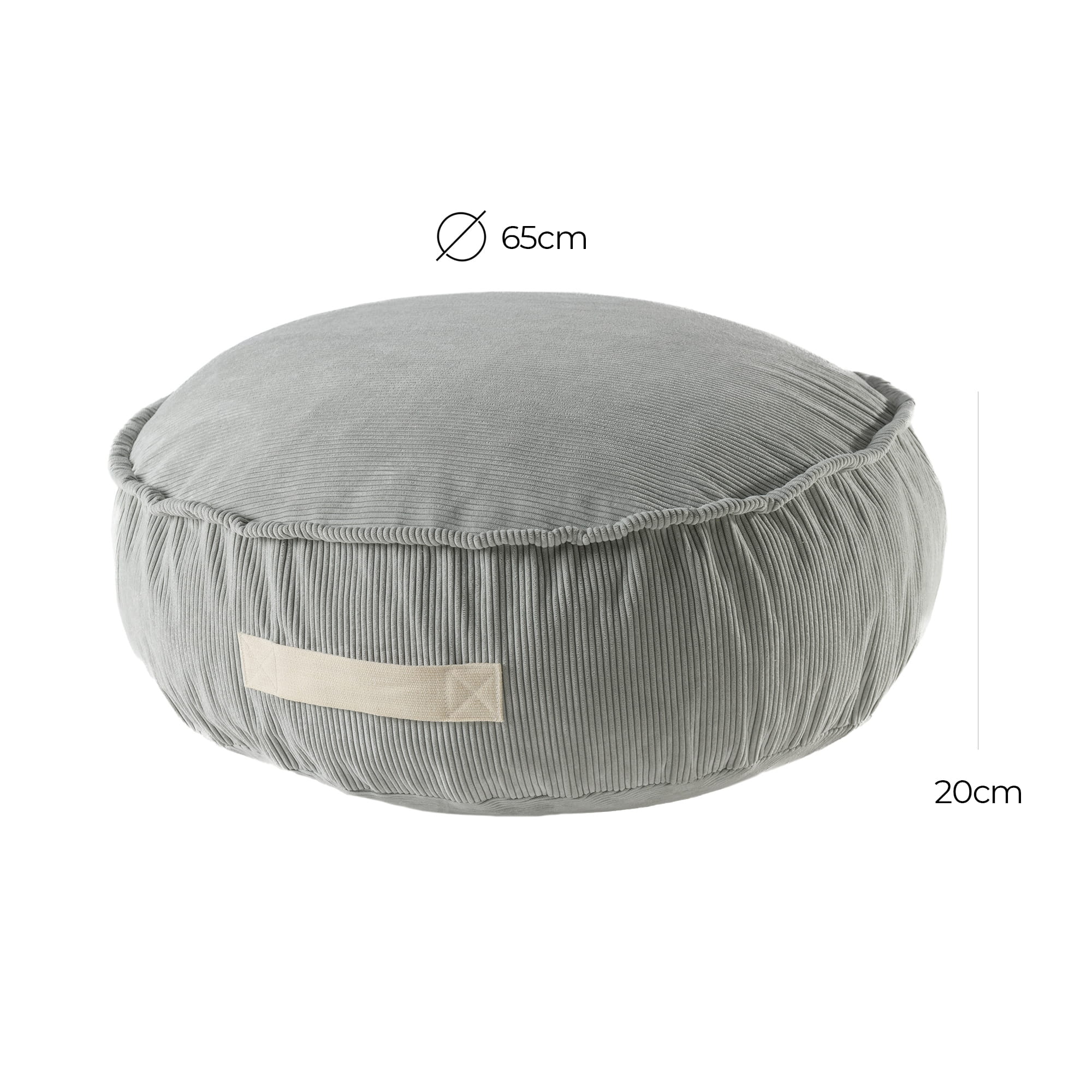 MeowBaby® Corduroy Pouf Round – Designer Seating for Children - Grey