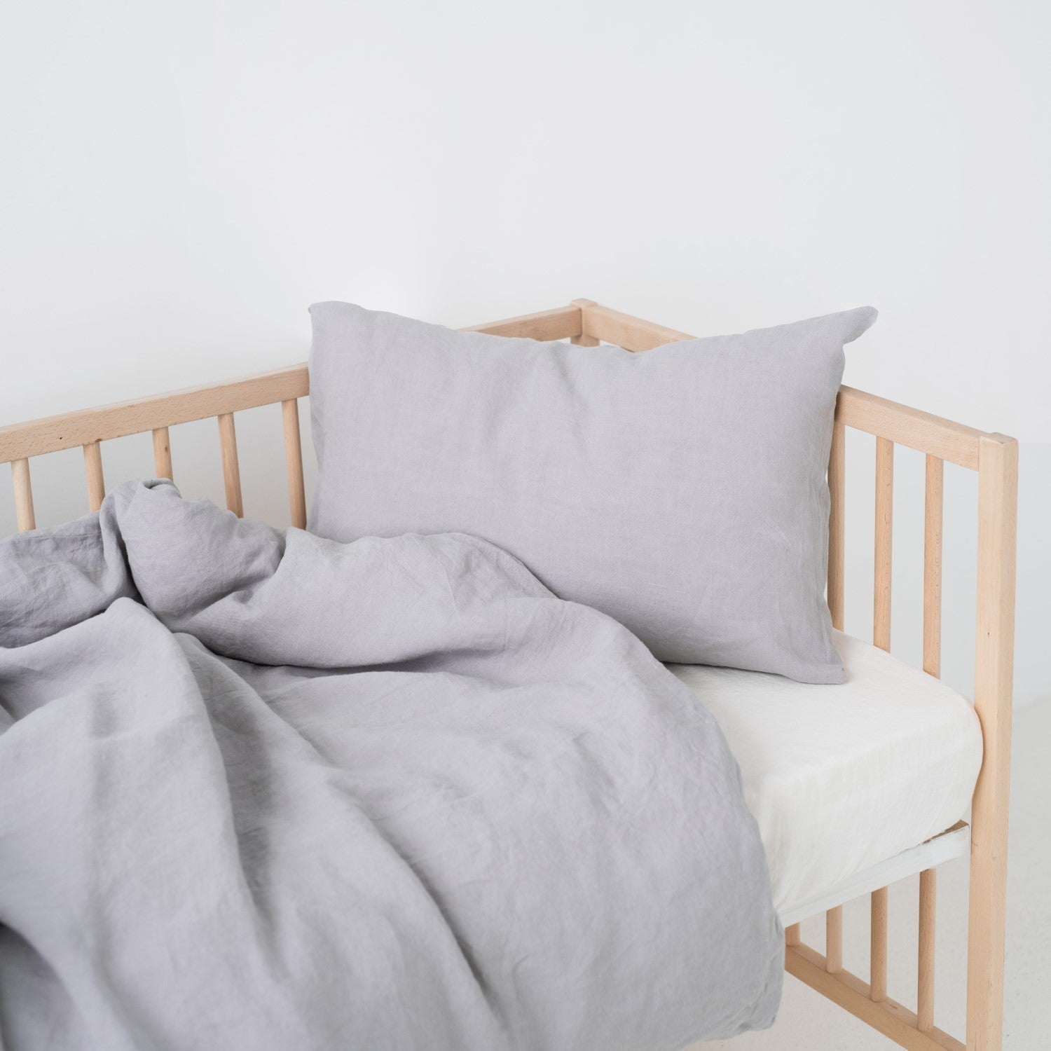 Linen Duvet Cover Set for Kids - Light Grey