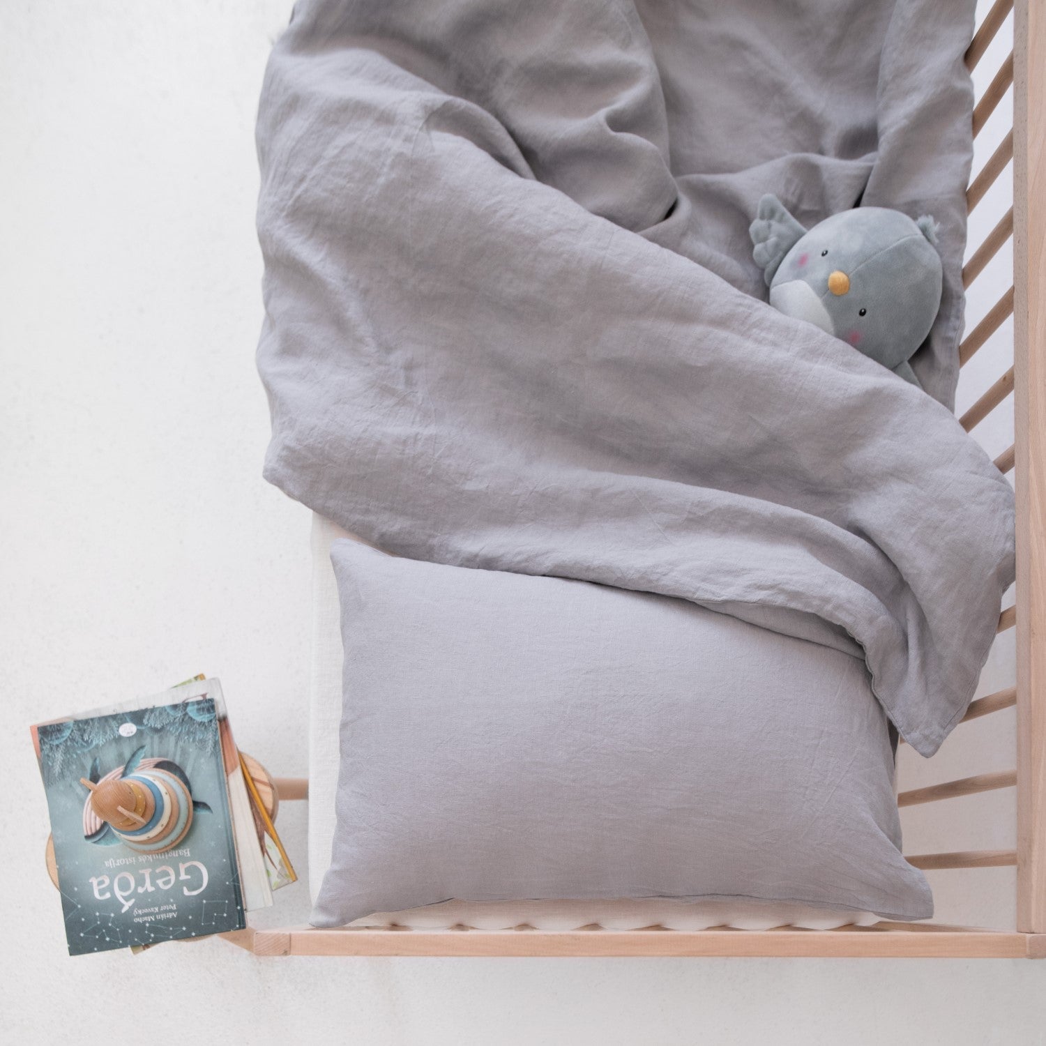 Linen Duvet Cover Set for Kids - Light Grey