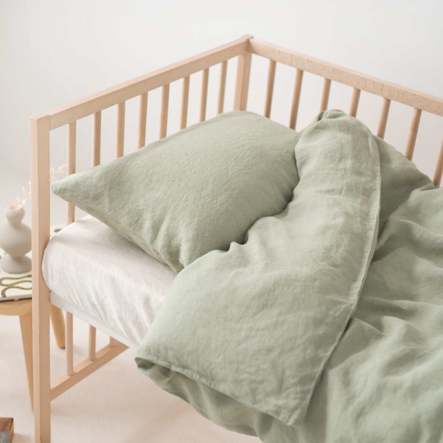 Linen Duvet Cover Set for Kids - Sage