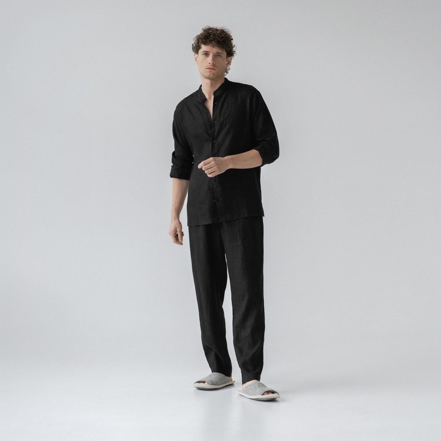 Linen Currant Loungewear Set - Black