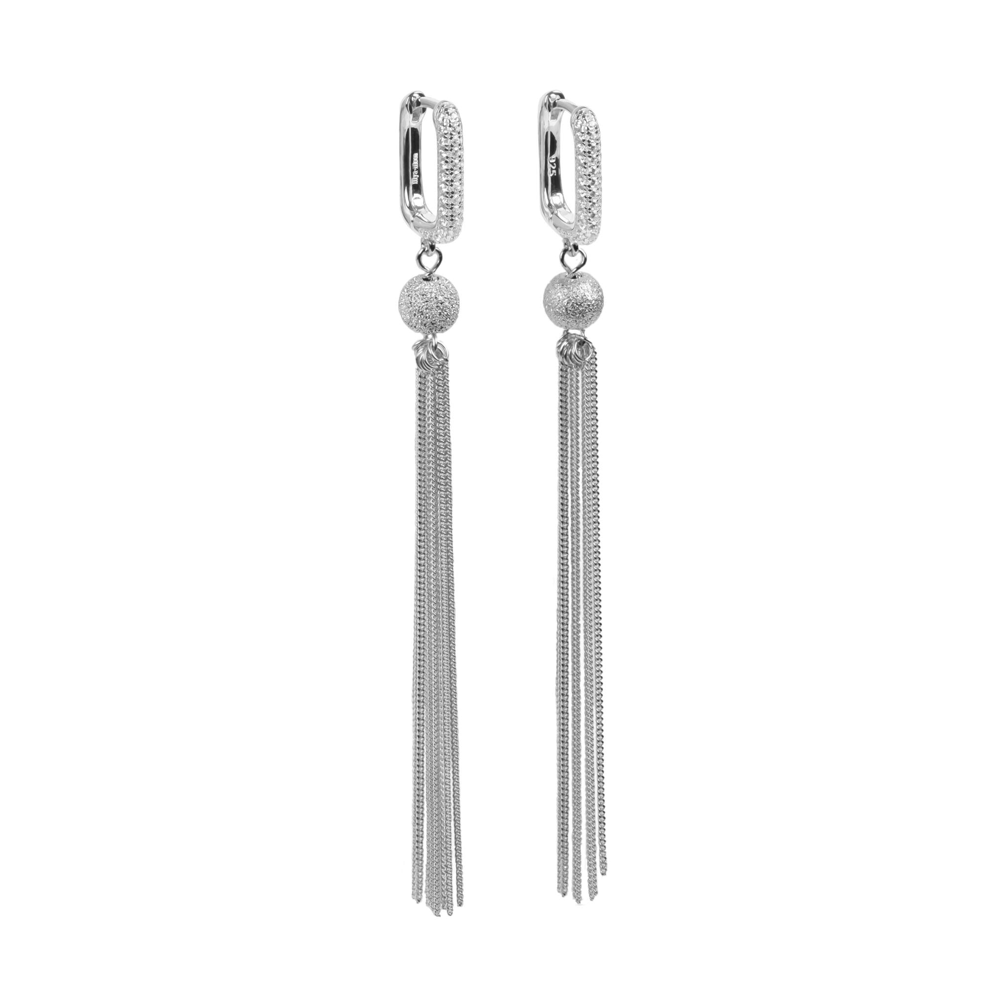 Metropolitan Glow White Tassel Earrings - Rose Gold and Silver