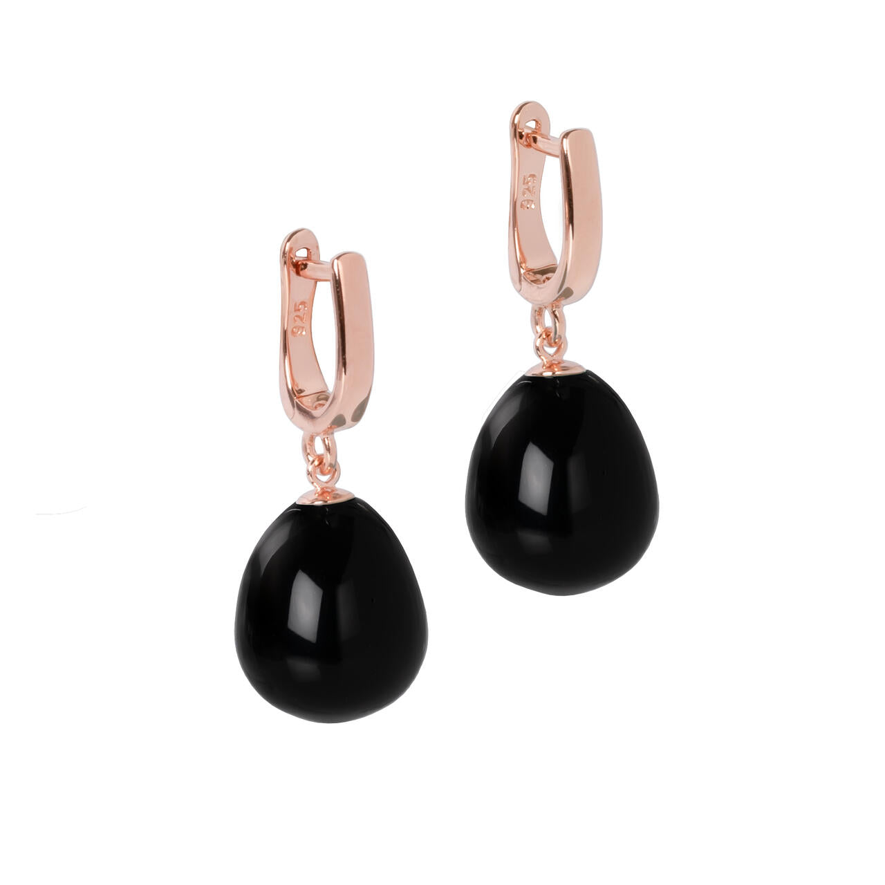 Mya Belle Onyx Earrings - Rose Gold and Silver