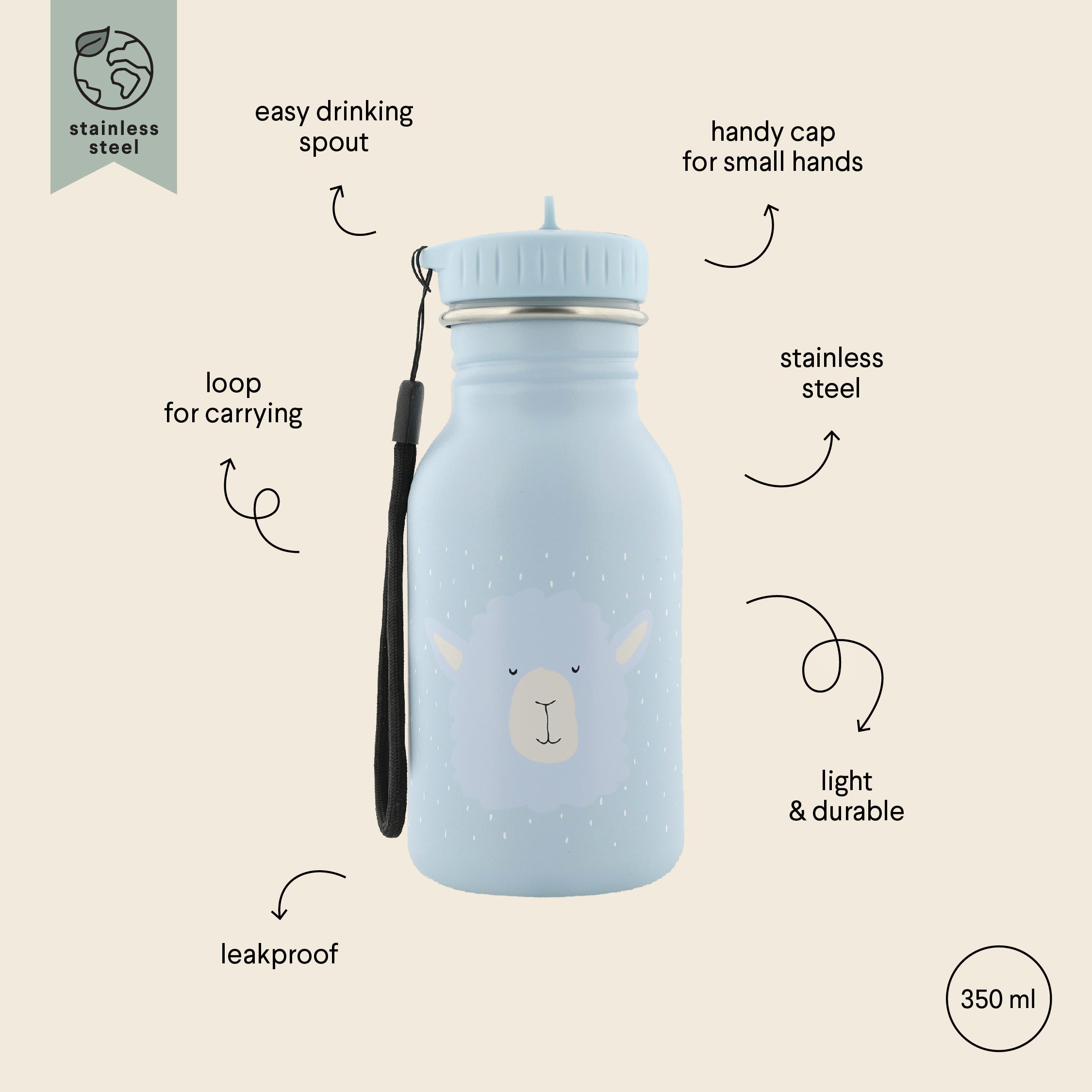 Stainless Steel Bottle 350 ml - Mr Alpaca