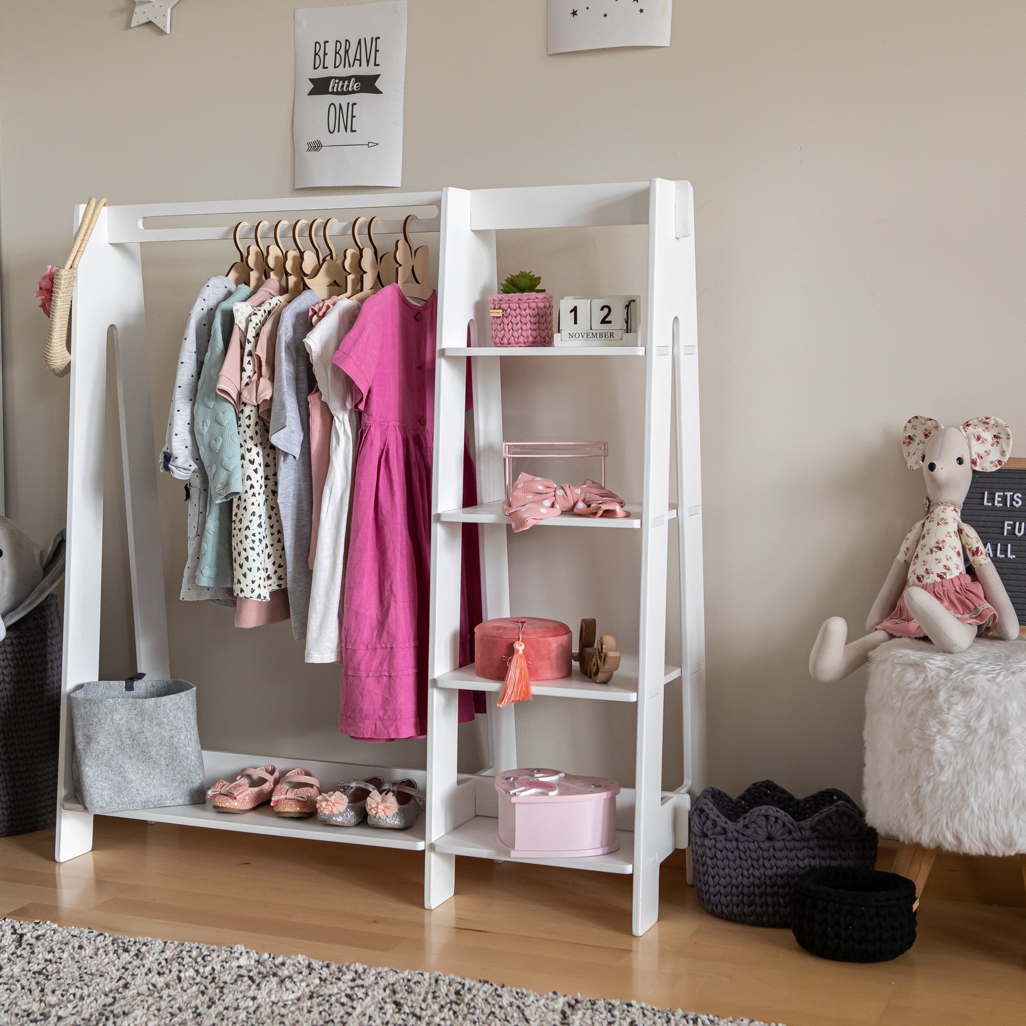 Clothing Rack with Shelves for Toddlers