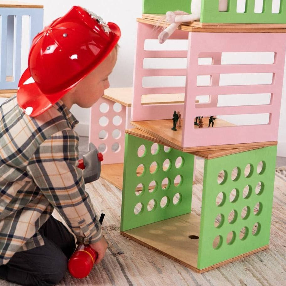 Kids Wooden Toy Storage Cube - Set of 3 Boxes