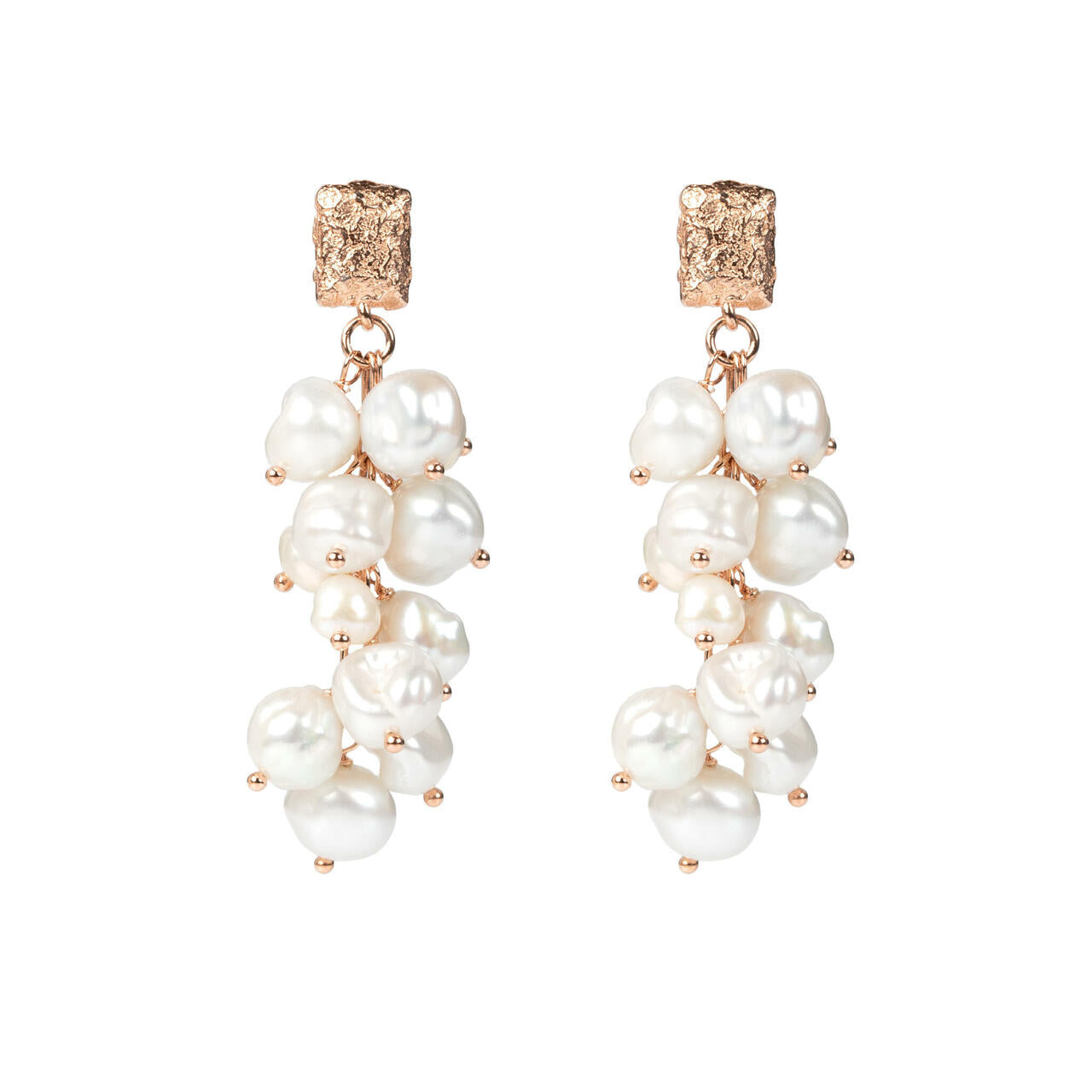 Festive Pearls Earrings - Rose Gold and Silver